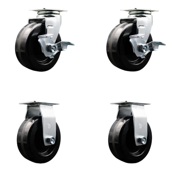 Tool Box Caster Wheel Set 5'' Phenolic Swivel Casters, 4PK